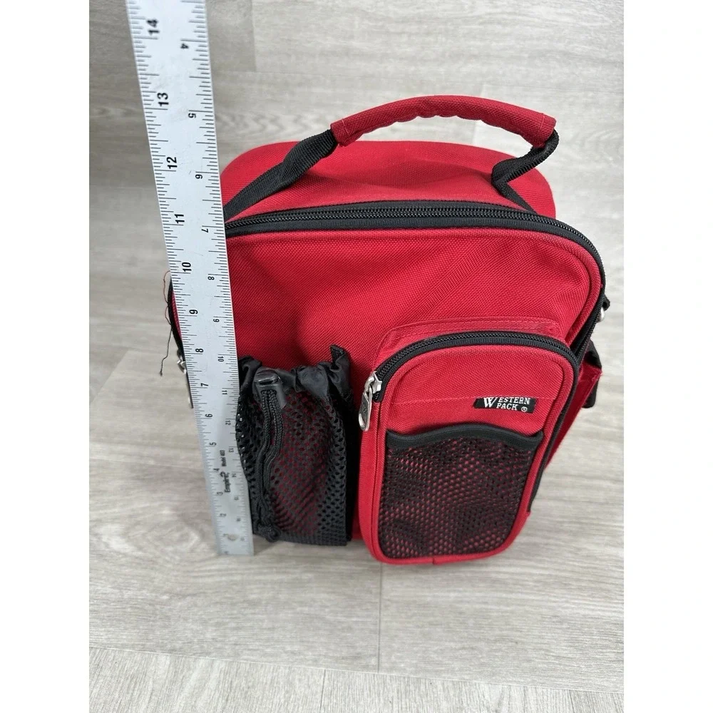 Western Pack Red Black Utility Bag Travel Organizer Lunch Box Style